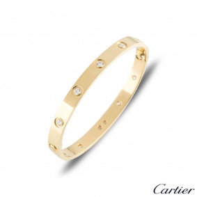 Cartier Yellow Gold Full Diamond Love Bracelet Size 17 B6040517 Cartier Yellow Gold Full Diamond Love Bracelet Size 17 B6040517